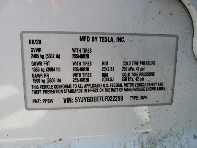 5YJYGDEE7LF022299 Tesla Model Y