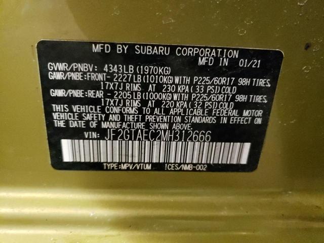 2021 SUBARU CROSSTREK - JF2GTAEC2MH312666