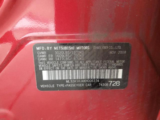 2019 MITSUBISHI MIRAGE ES - ML32A3HJ4KH005374