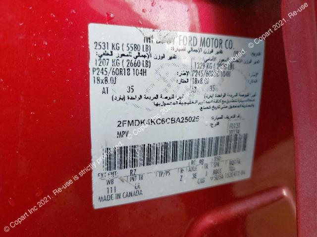 2FMDK4KC6CBA25025 - 2012 FORD EDGE - #46499773