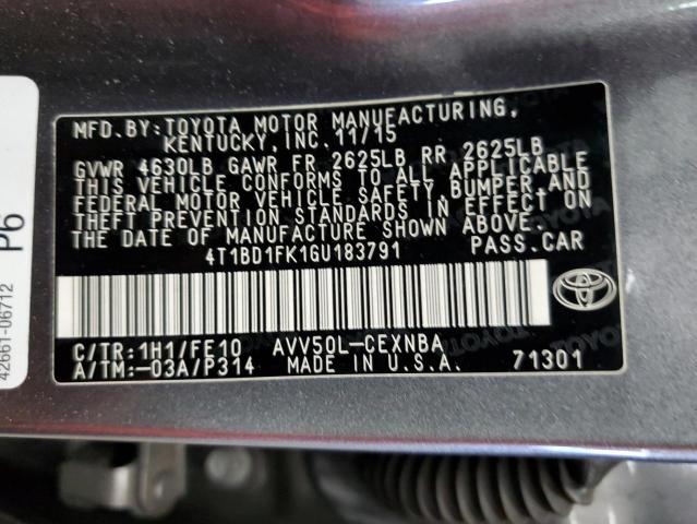 2016 TOYOTA CAMRY HYBR - 4T1BD1FK1GU183791