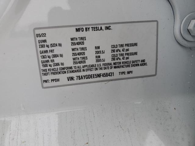 7SAYGDEE5NF458431 Tesla Model Y