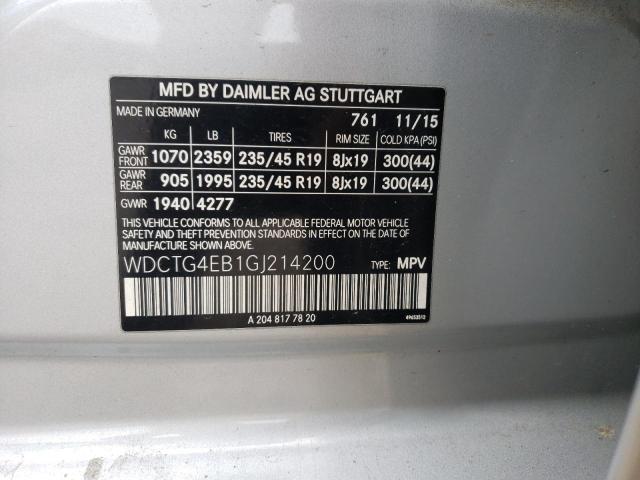 2016 MERCEDES-BENZ GLA 250 - WDCTG4EB1GJ214200