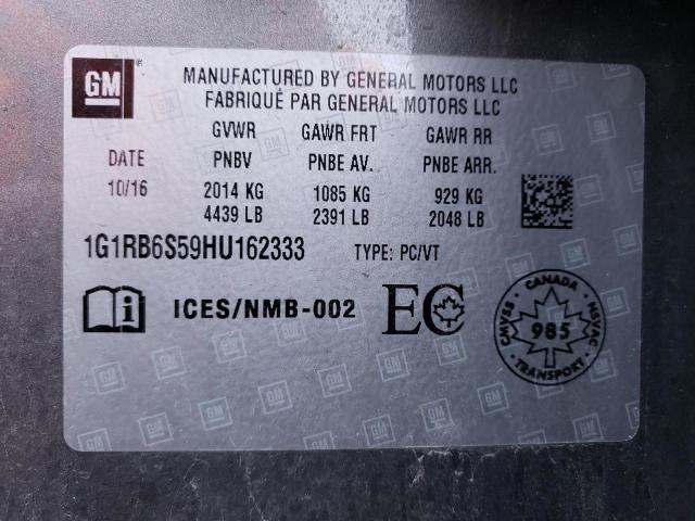 2017 CHEVROLET VOLT PREMI - 1G1RB6S59HU162333