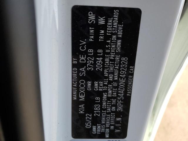 2022 KIA FORTE GT L 3KPF54ADXNE492328