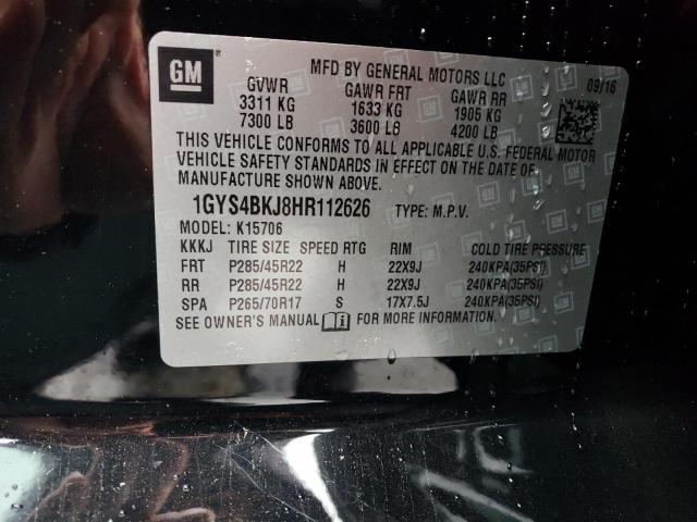 1GYS4BKJ8HR112626 Cadillac Escalade Luxury