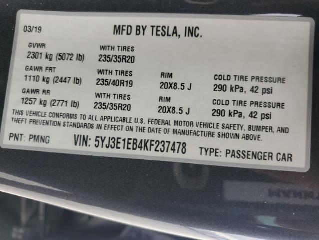 5YJ3E1EB4KF237478 Tesla MODEL 3