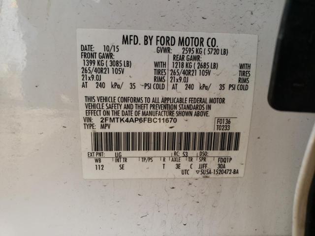 2FMTK4AP6FBC11670 2015 FORD EDGE, photo no. 14