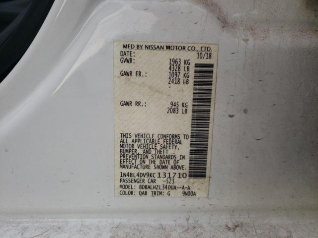 2019 NISSAN ALTIMA SV - 1N4BL4DV9KC131710