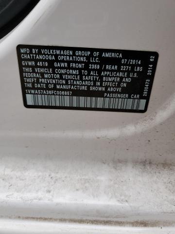 2015 VOLKSWAGEN PASSAT S - 1VWAS7A36FC006857