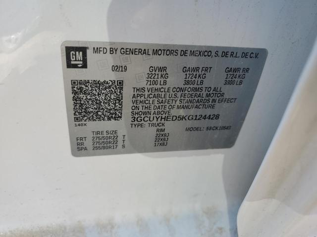 2019 CHEVROLET 1500 SILVE - 3GCUYHED5KG124428