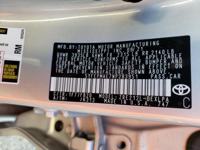 2022 TOYOTA COROLLA LE - 5YFEPMAE7NP283951