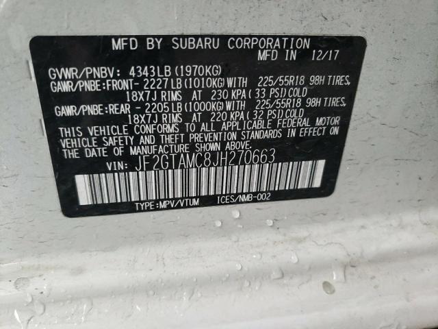 JF2GTAMC8JH270663 Subaru Crosstrek Limited