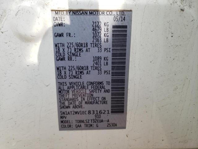 5N1AT2MV1EC831621 Nissan ROGUE S