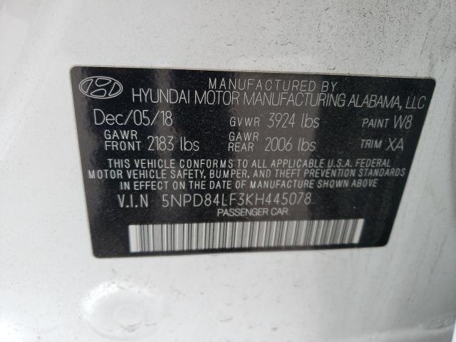 5NPD84LF3KH445078 Hyundai ELANTRA SEL