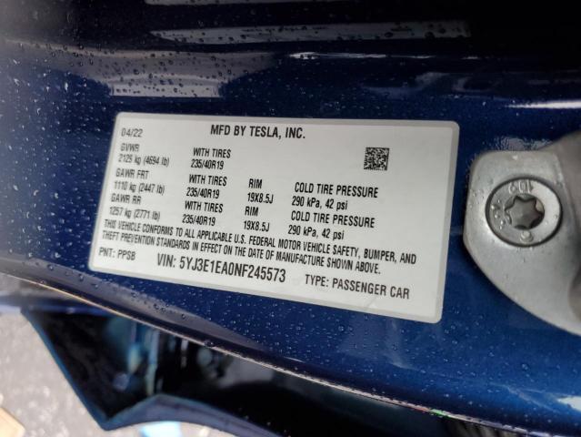 5YJ3E1EA0NF245573 Tesla MODEL 3