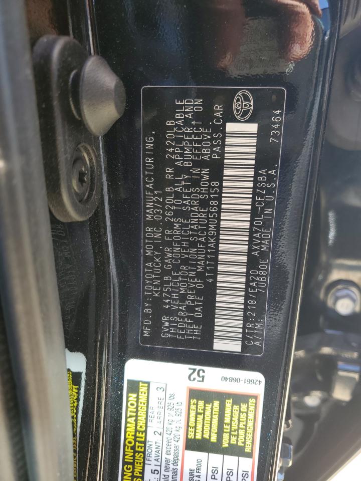 4T1T11AK9MU568158 TOYOTA CAMRY 2021