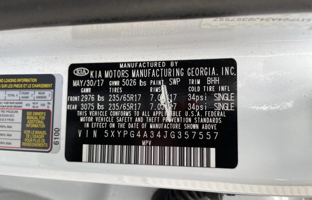 5XYPG4A34JG357557 KIA SORENTO LX