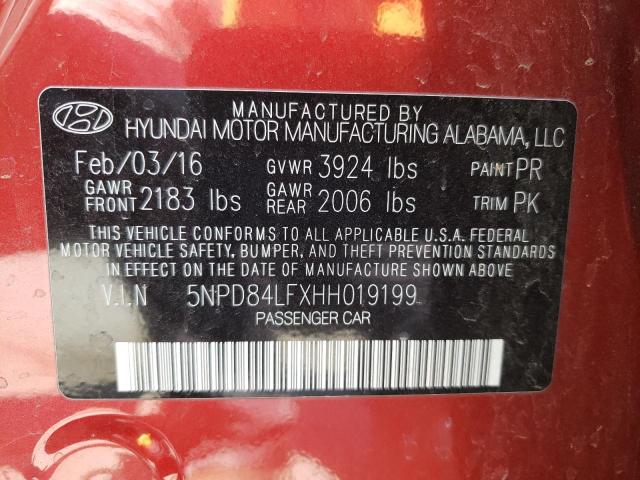 5NPD84LFXHH019199 Hyundai ELANTRA SE