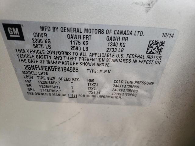 2015 CHEVROLET EQUINOX LT - 2GNFLFEK5F6194935