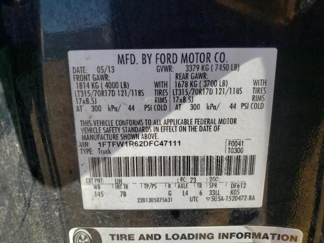 2013 Ford F150 Svt Raptor VIN: 1FTFW1R62DFC47111 Lot: 46771543