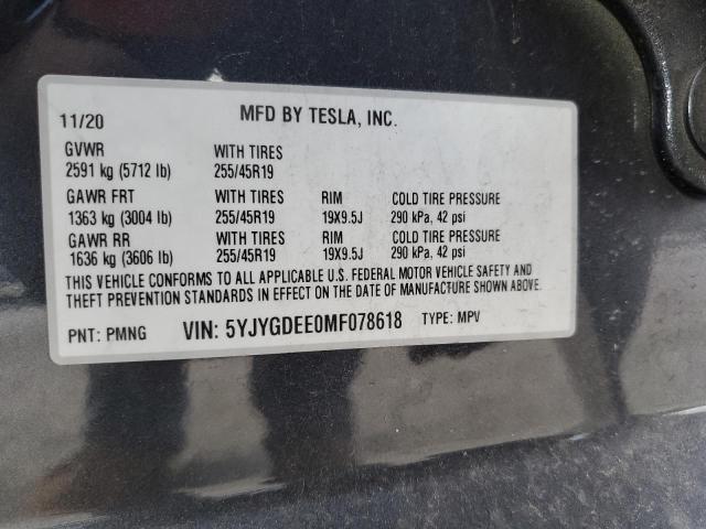 5YJYGDEE0MF078618 Tesla Model Y