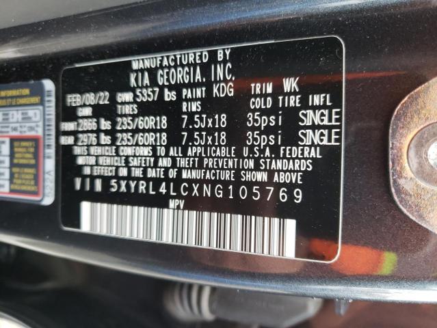 5XYRL4LCXNG105769 KIA SORENTO S