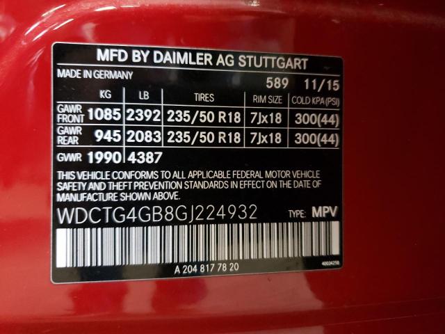 2016 MERCEDES-BENZ GLA 250 4M - WDCTG4GB8GJ224932