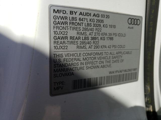 2020 AUDI Q8 PRESTIG WA1FVAF16LD021881