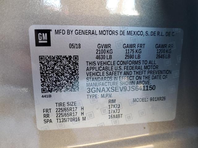 3GNAXSEV9JS641150 | 2018 CHEVROLET EQUINOX LT