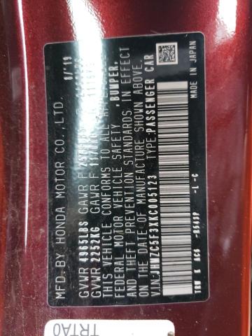 2019 HONDA CLARITY TO - JHMZC5F3XKC005123