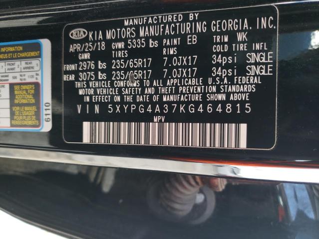 5XYPG4A37KG464815 KIA SORENTO L
