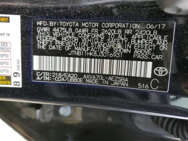 2018 TOYOTA CAMRY L/LE - JTNB11HK8J3016931