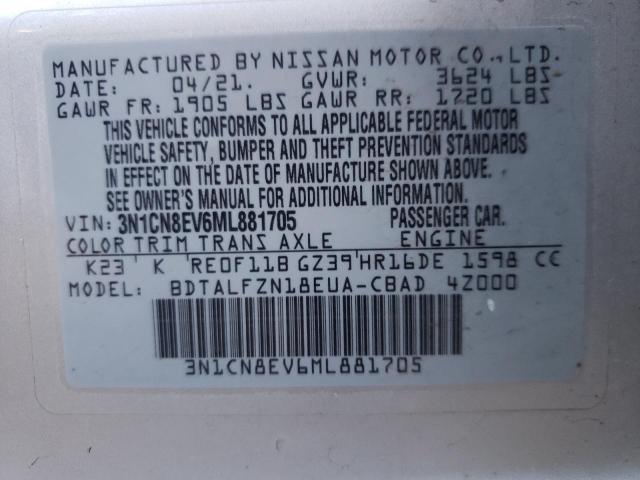 3N1CN8EV6ML881705 Nissan VERSA SV