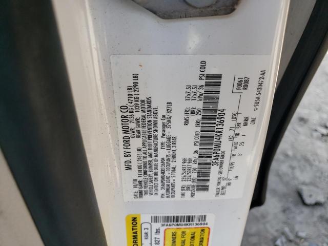 3FA6P0MU4KR136904 Ford FUSION SEL