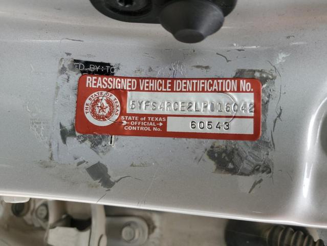 2020 TOYOTA COROLLA SE 5YFS4RCE2LP016042