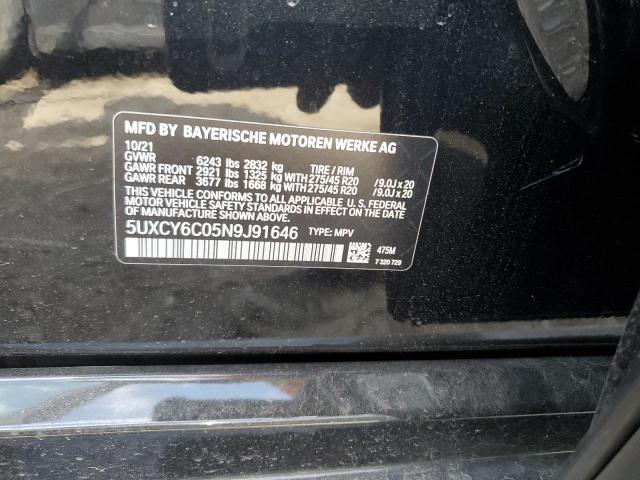 2022 BMW X6 XDRIVE4 - 5UXCY6C05N9J91646