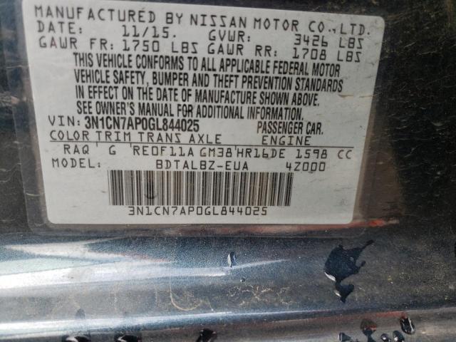3N1CN7AP0GL844025 Nissan VERSA S