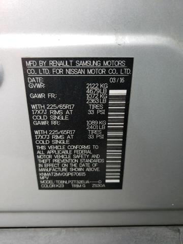 KNMAT2MV0GP670615 Nissan ROGUE S