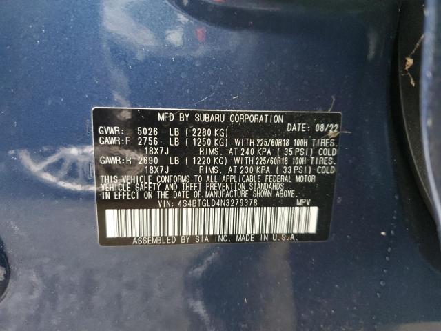 2022 SUBARU XT 4S4BTGLD4N3279378