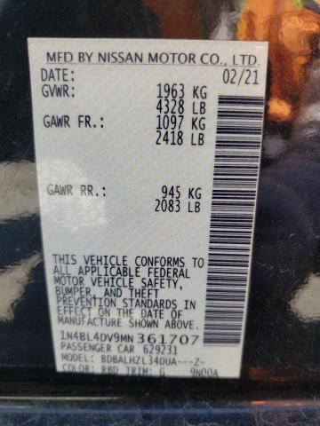 1N4BL4DV9MN361707 Nissan ALTIMA SV