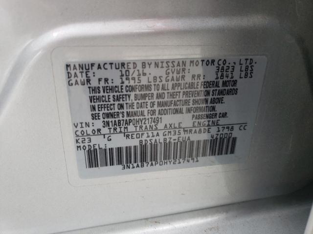 3N1AB7AP0HY217491 Nissan SENTRA S