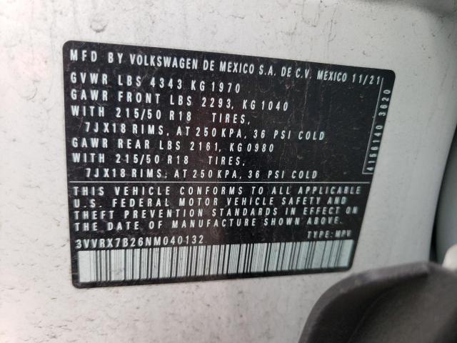 2022 VOLKSWAGEN TAOS SE - 3VVRX7B26NM040132