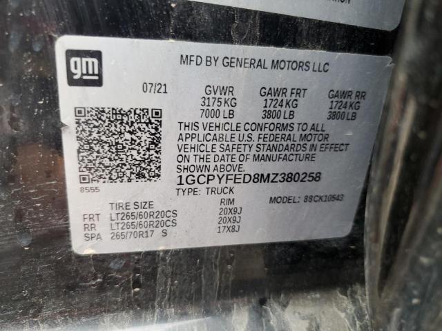 1GCPYFED8MZ380258 CHEVROLET ALL Models 2021