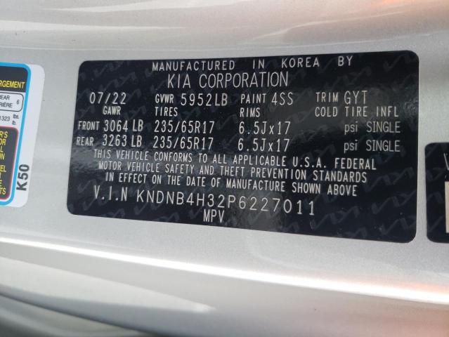 KNDNB4H32P6227011 KIA Carnival Lx