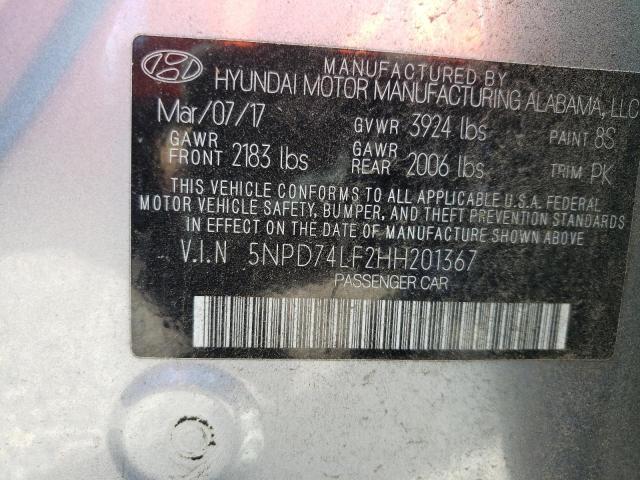 2017 HYUNDAI ELANTRA SE 5NPD74LF2HH201367