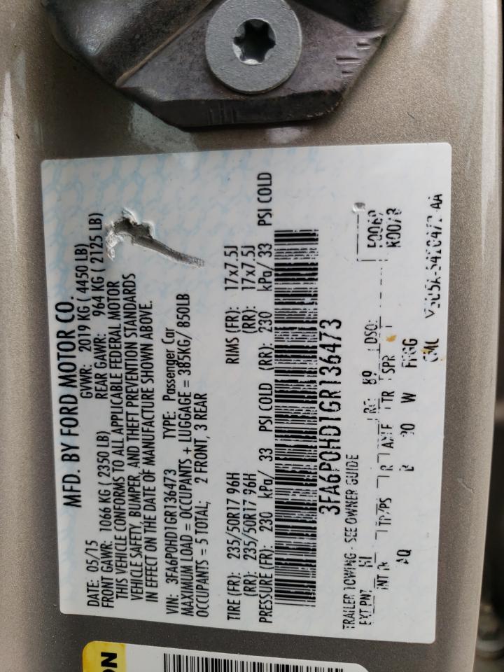 3FA6P0HD1GR136473 FORD FUSION 2016