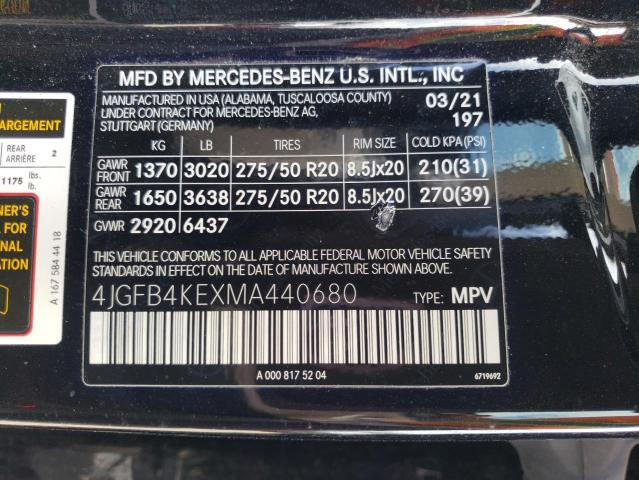4JGFB4KEXMA440680 Mercedes-Benz Gle 350 4matic