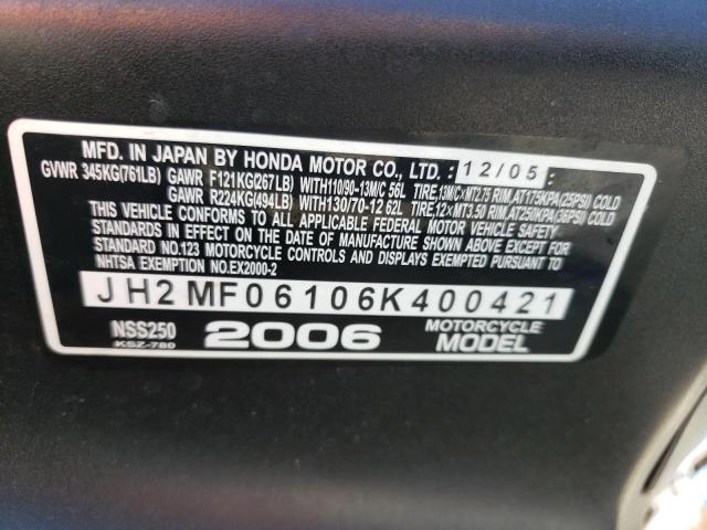 2006 HONDA NSS250 - JH2MF06106K400421