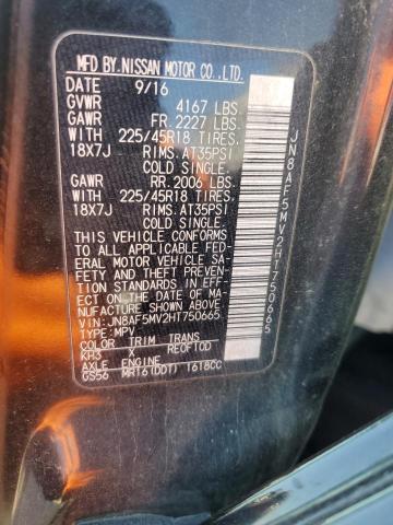 2017 NISSAN JUKE S - JN8AF5MV2HT750665